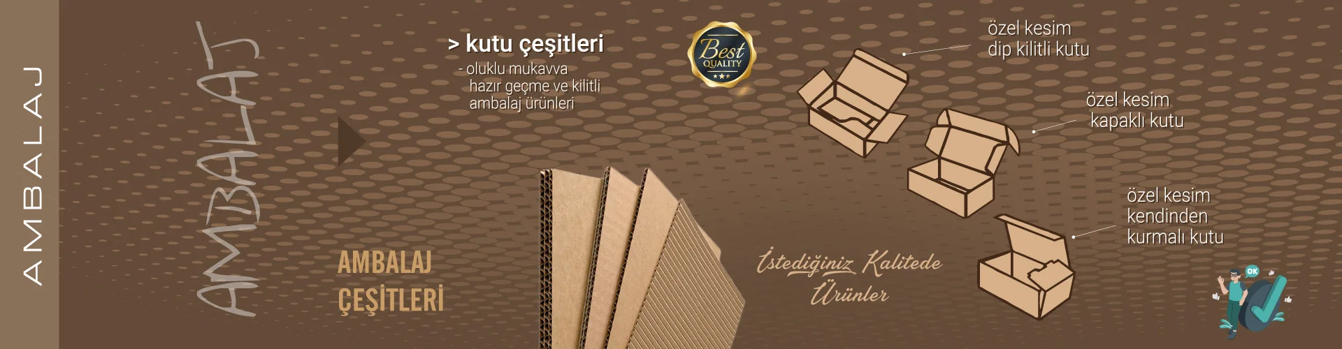 Kutu Çeşitleri — Oluklu mukavva hazır geçme ve kilitli ambalaj ürünleri.